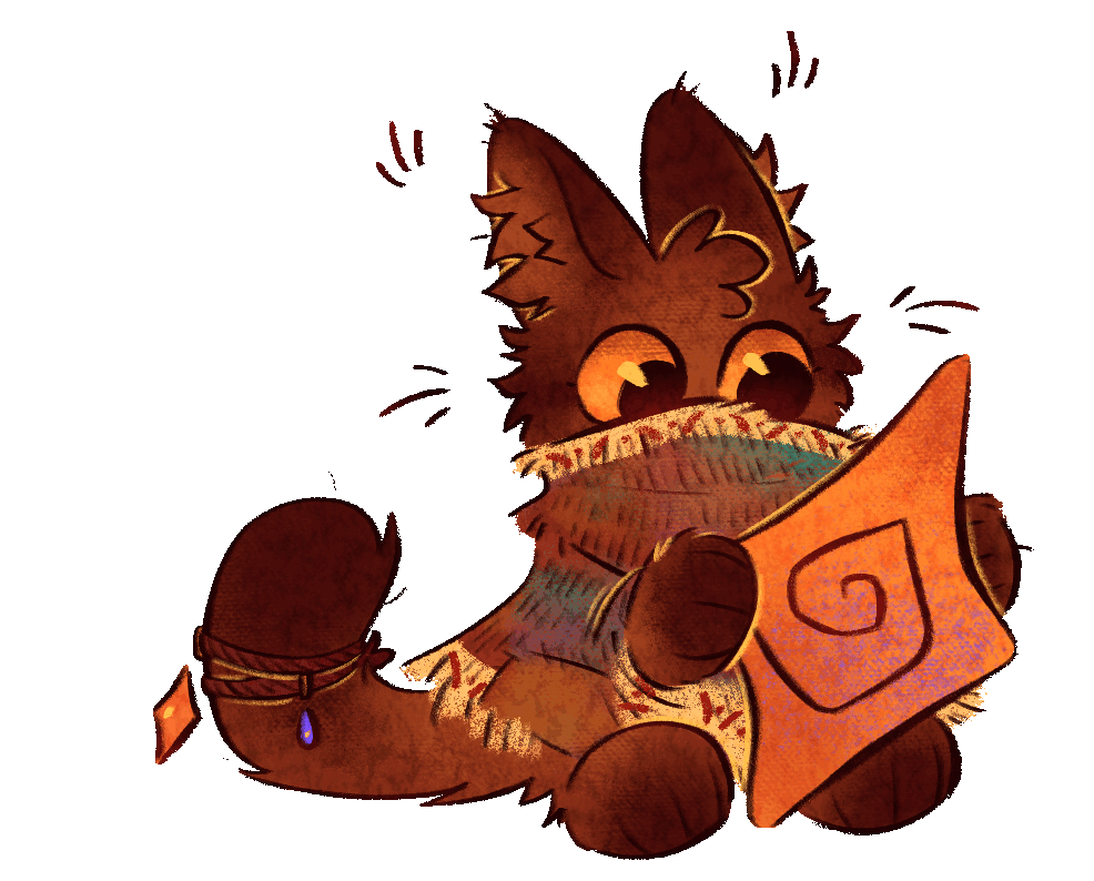 2D animation of Ponchat holding a spark